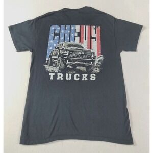 Gildan Chevy Trucks Shirt Mens Medium Black Chevrolet Flag Patriotic Graphic Tee